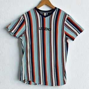 Vox Populi For the People 100% Cotton Legend Striped V-Neck T-Shirt, M